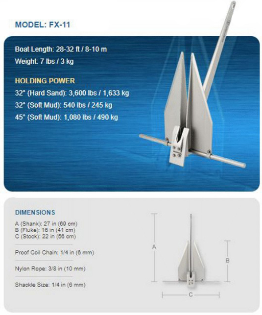 FORTRESS FX-11 Anchor - 7 lbs - For Boats 28'-32' | Citimarine Store